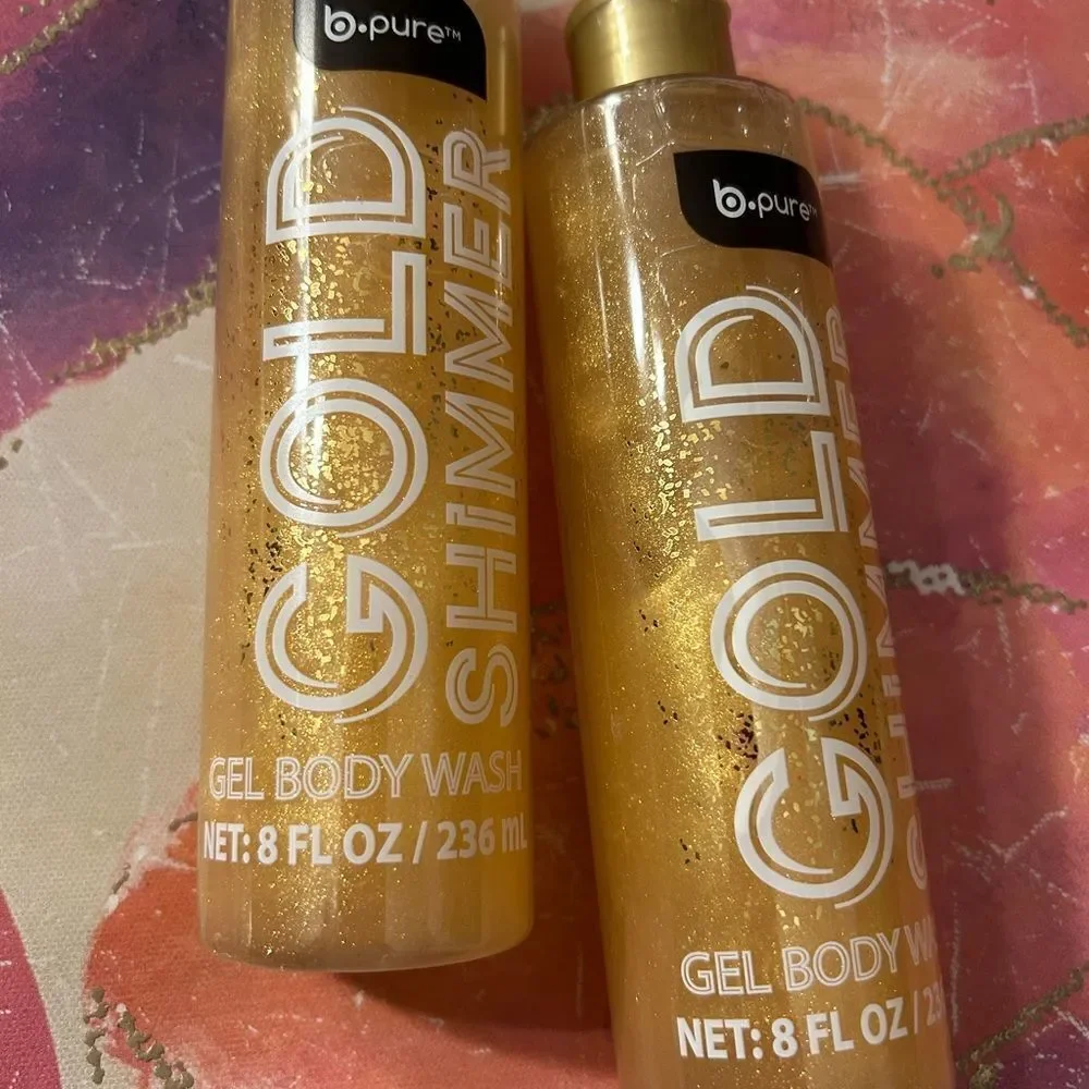 🛍️ B.Pure Gold Shimmer Gel Body Wash - 2 Bottles (8 oz / 236 ml Each)